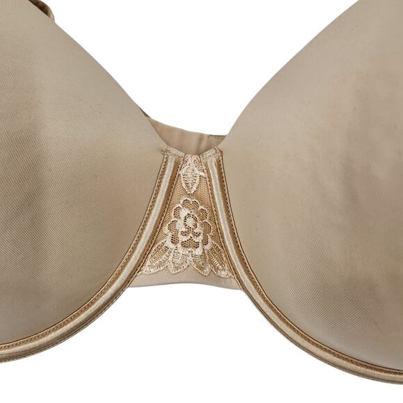 Vanity Fair Bra – Beige Underwire Bra with Wide Side Bands & Floral Detail 42D - Picture 3 of 4